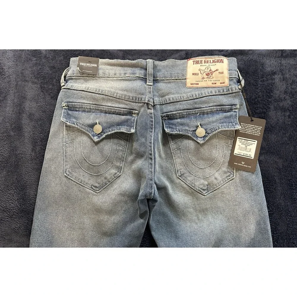 True Religion Ricky SN Flap Straight Fit Jeans Blue Men's 28x34 NWT